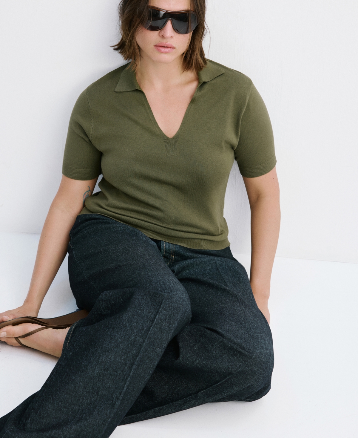 Mango Women's Fine-Knit Polo Shirt