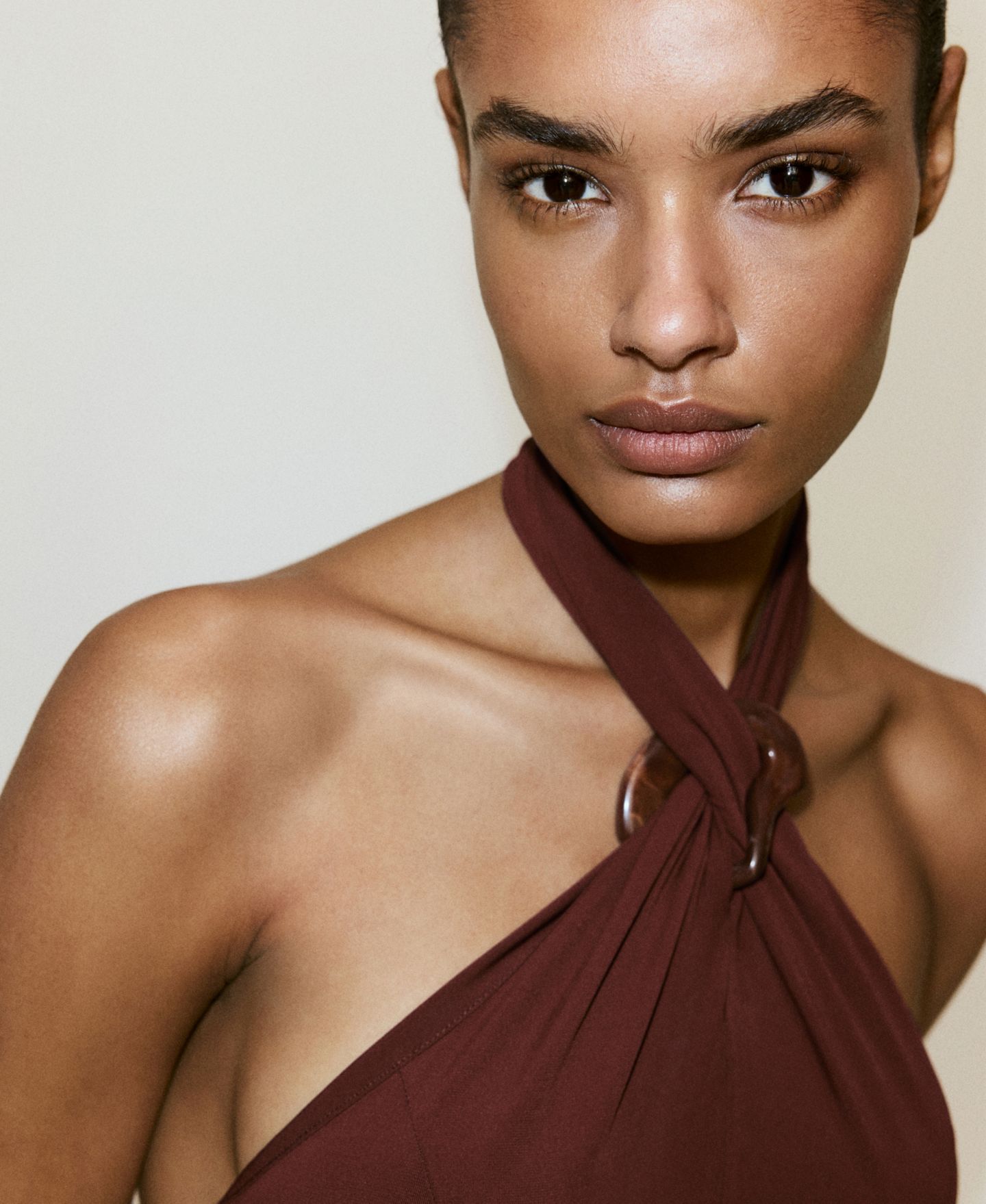 Женское платье Mango Halter-Neck Knitted, цвет: Оранжевый — фото 4