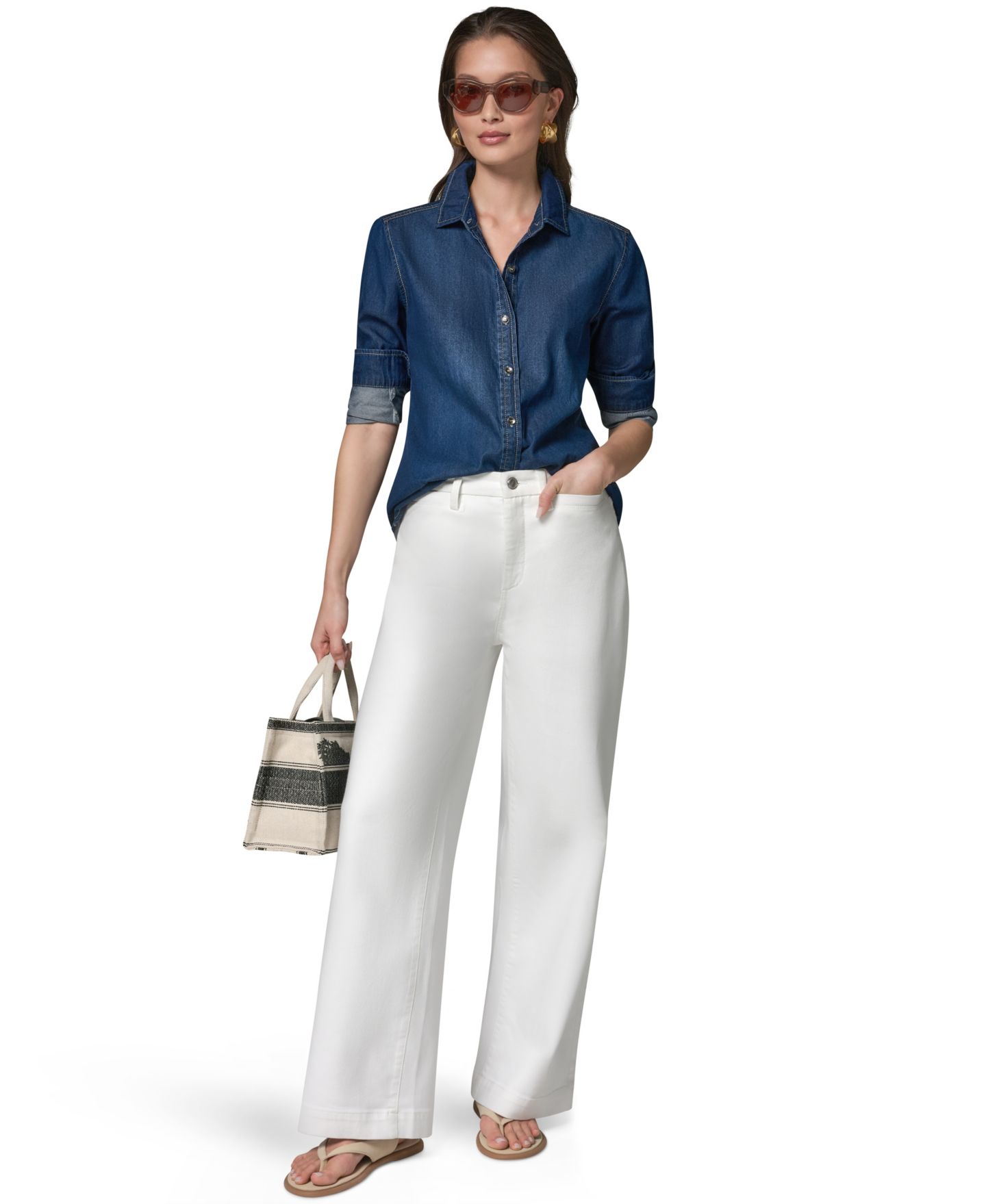Женская рубашка Donna Karan Weekend Luxe Denim Button Down Denim Shirt, цвет: The Taylor — фото 2
