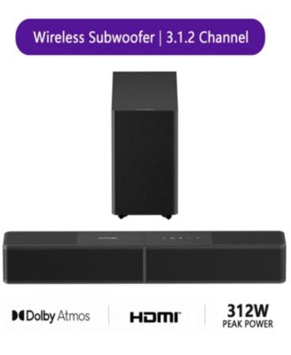 Poseidon M70 3.1.2ch Dolby Atmos Sound Bar with Wireless Subwoofer,2 Up-Firing Drivers,312W Peak Power BassMX, HDMI eARC