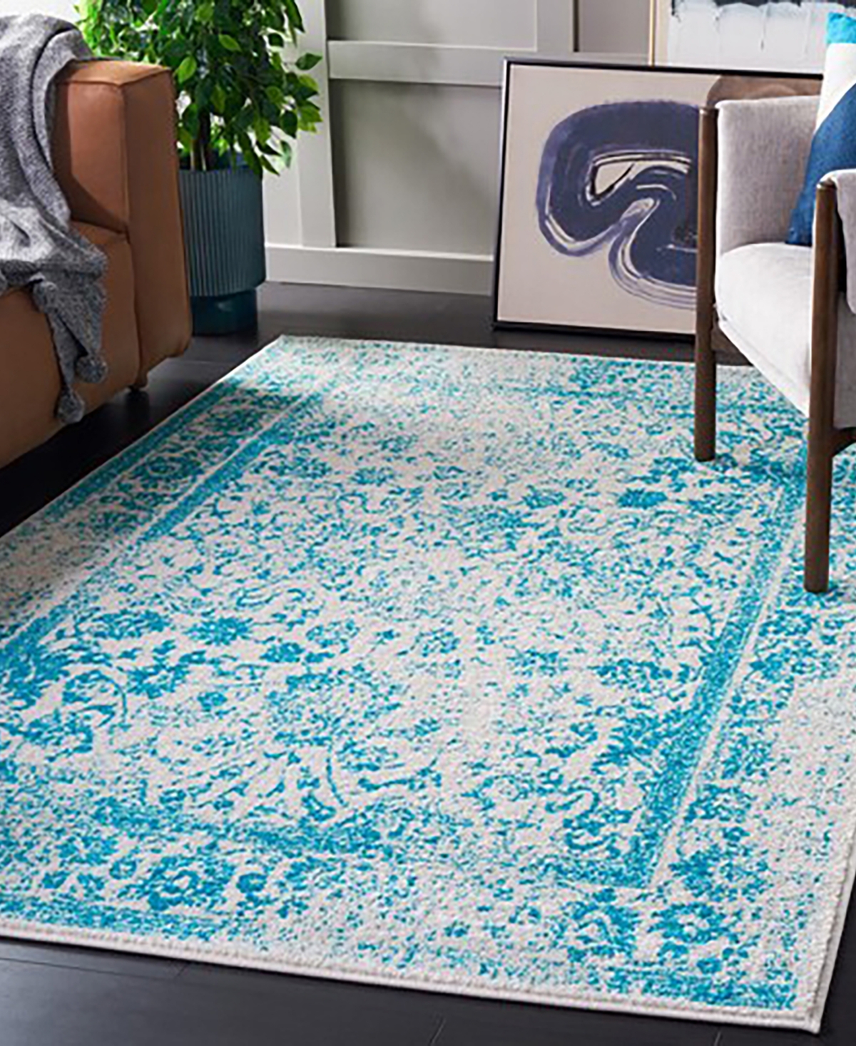 Safavieh Adirondack 109 Ivory and Teal 5'1" x 7'6" Area Rug