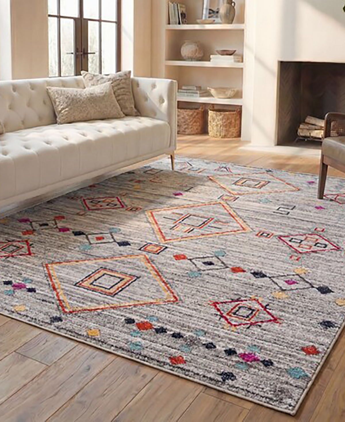 Safavieh Adirondack 208 Light Gray and Red 5'1" x 7'6" Sisal Weave Area Rug