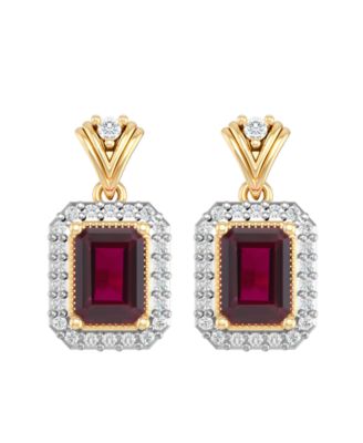Lab-Grown Ruby (2-1/2 ct. t.w.) & Lab-Grown White Sapphire (1/2 ct. t.w.) Earrings in 14k Yellow Gold-Plated Sterling Silver