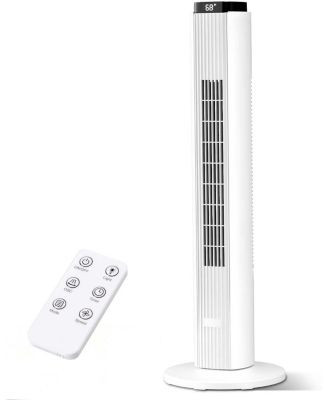 37" Bladeless Tower Fan with Remote and 12H Timer