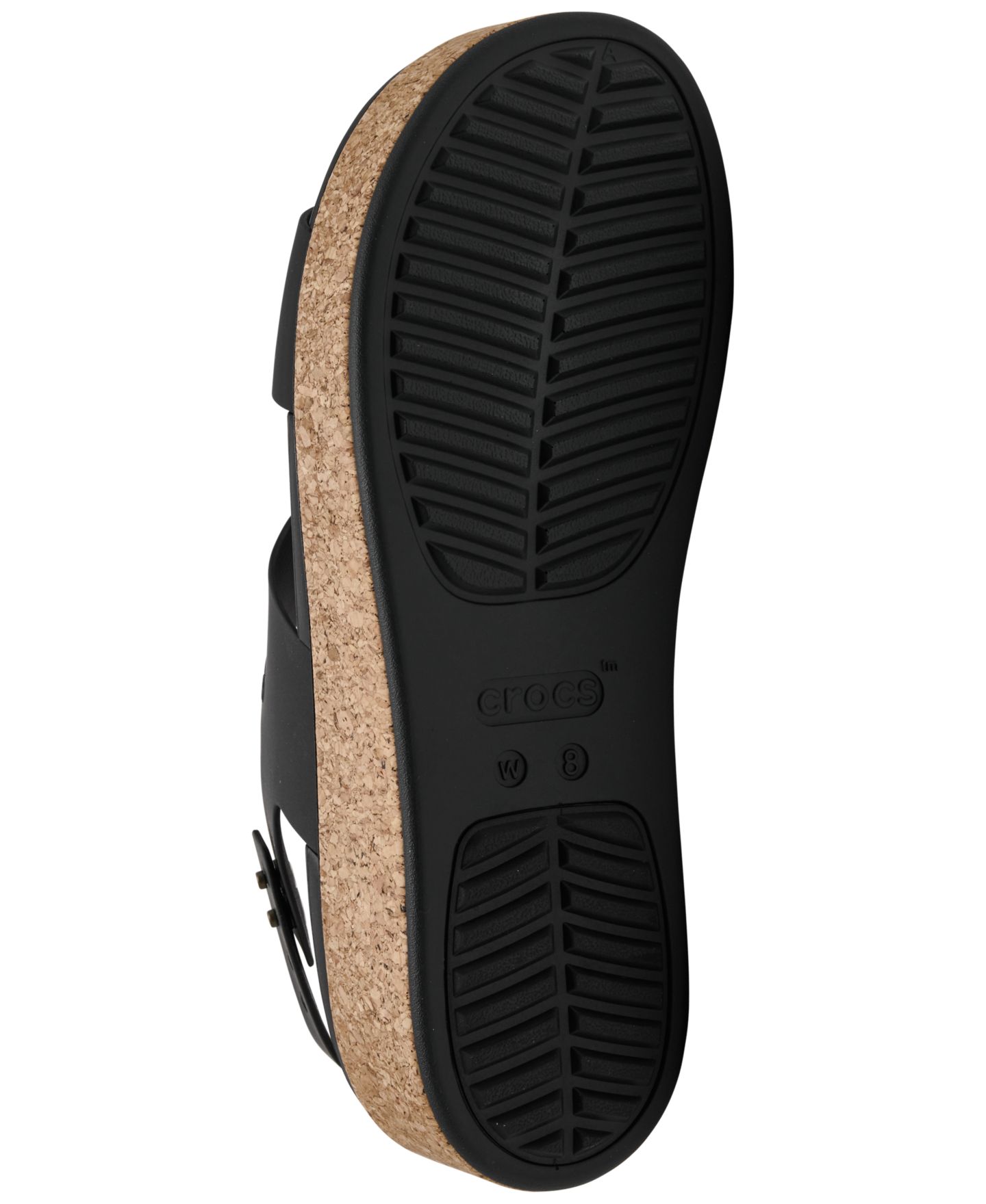 Женские сандалии Crocs Brooklyn Cork Low Wedge, цвет: Чёрный — фото 6