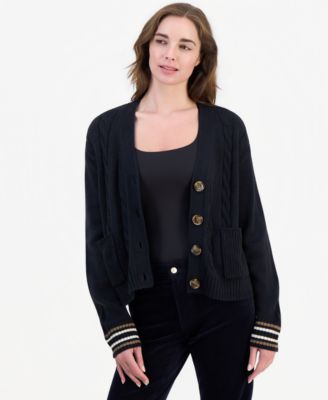 Women's Cable-Front V-Neck Cardigan 