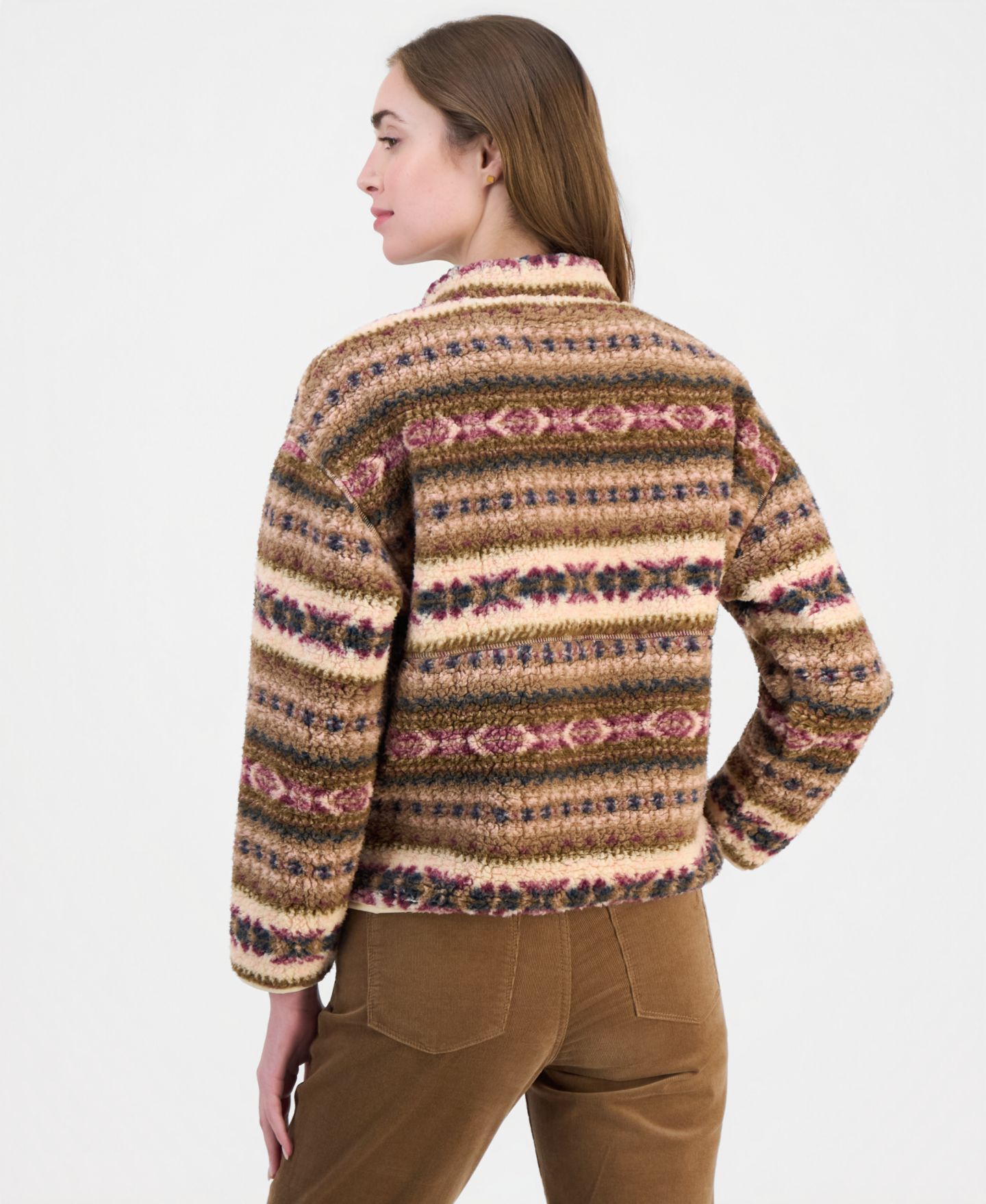 Женская куртка Nautica Full-Zip Fair Isle Sherpa Fleece, цвет: Бежевый — фото 4