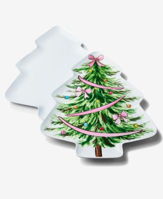 Melamine Ribbon Tree Platter, Set of 2