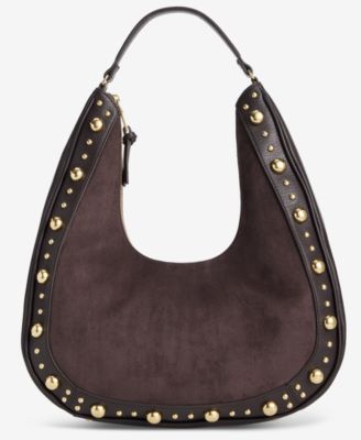 Kyel Faux Suede Studded Hobo Bag