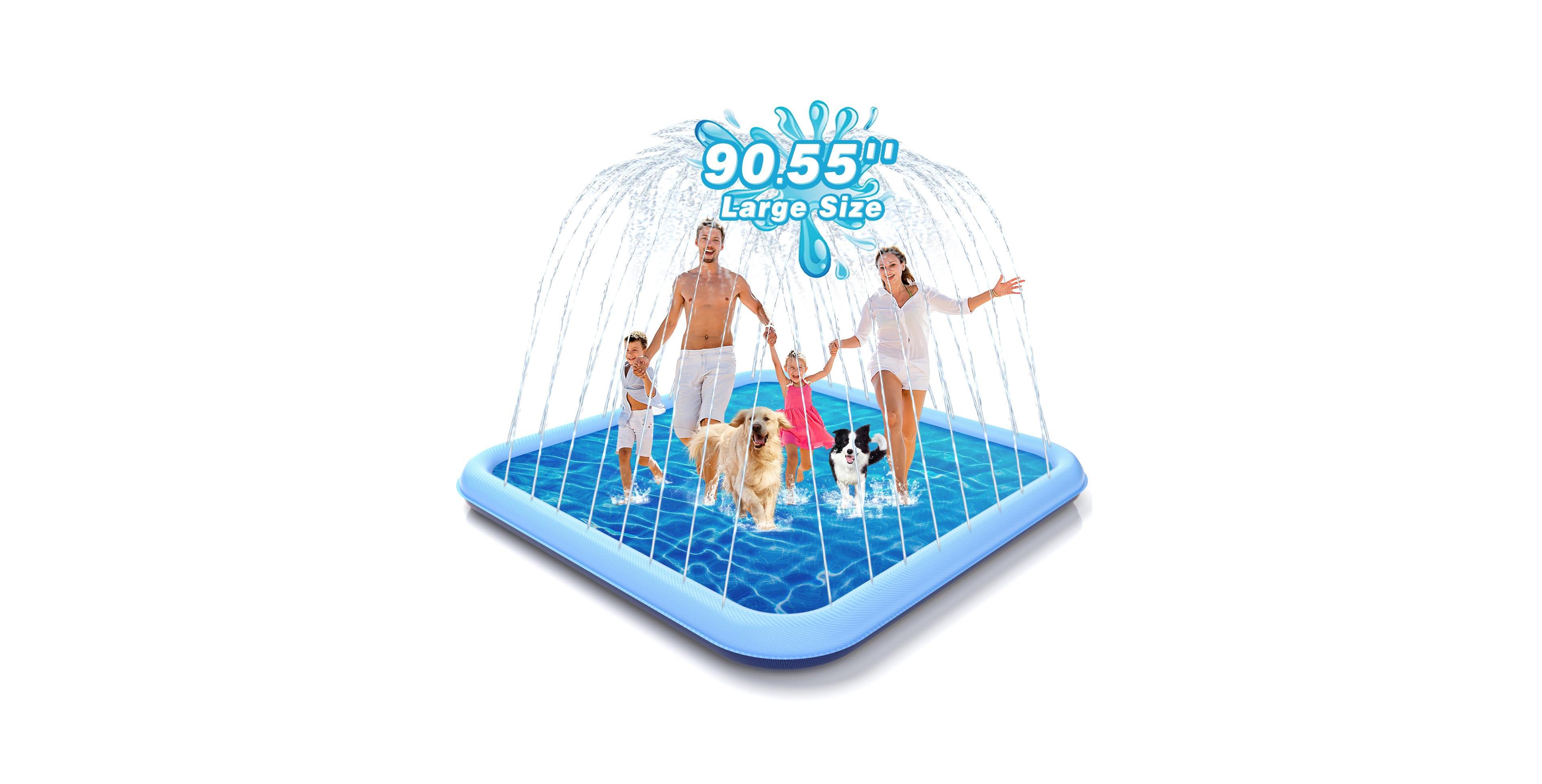Aofar 90.5" Splash Pad Sprinkler Play Mat Dogs Wading Pool Fountain Pets