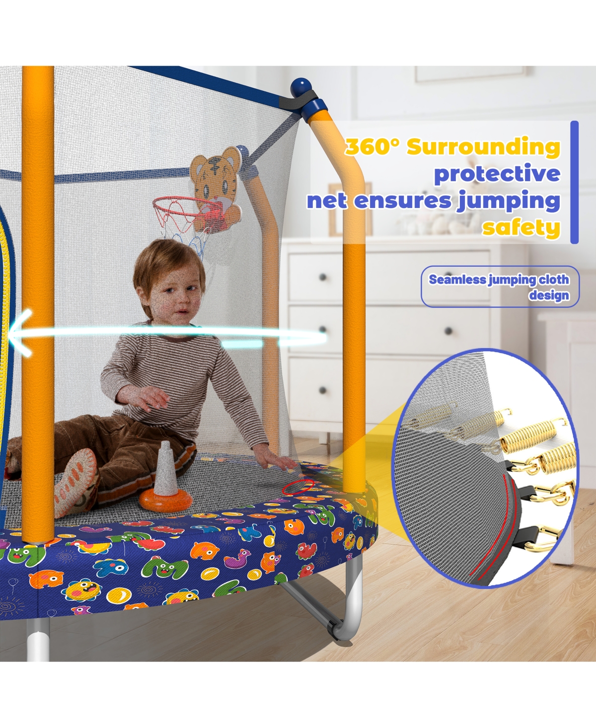 Zeny Trampoline for Kids Indoor and Outdoor Small Toddler with Basketball Hoop