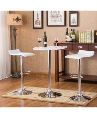 Adjustable Height Bar Table Set with 2 Swivel Stools, Gas-Lift Modern Home Bar Set