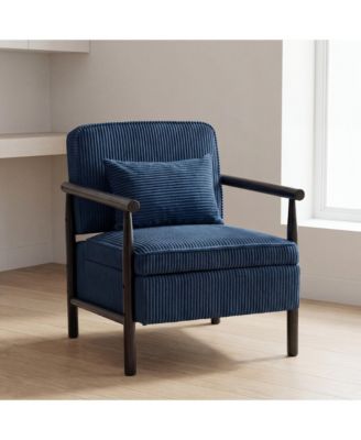 Storage Chair,Mid Century Modern Accent Chair with Wood Frame, Upholstered Living Room Chairs with Waist Cushion
