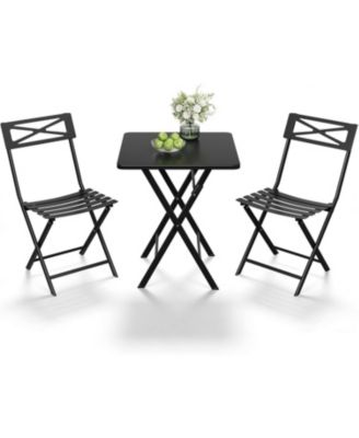 3 Piece Patio Bistro Set, Folding Outdoor Furniture with Premium Steel Frame