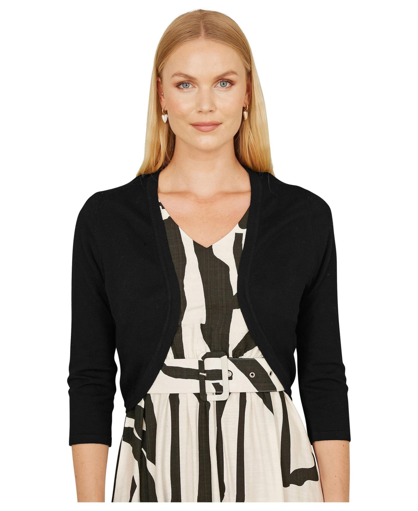 Женские болеро Yumi 3/4 Sleeve Knitted Curve Bolero, цвет: Чёрный — фото 1