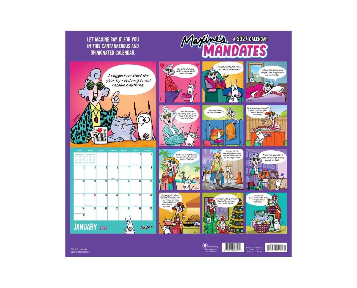 Tf Publishing Paper Goods 2027 Maxine Wall Calendar