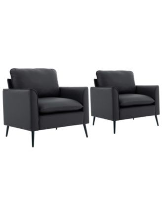 Modern Accent Living Room Chairs Set of 2, PU Leather fabric, Upholstered Arm Chair, for Living Room/Lounge/Office/Reception