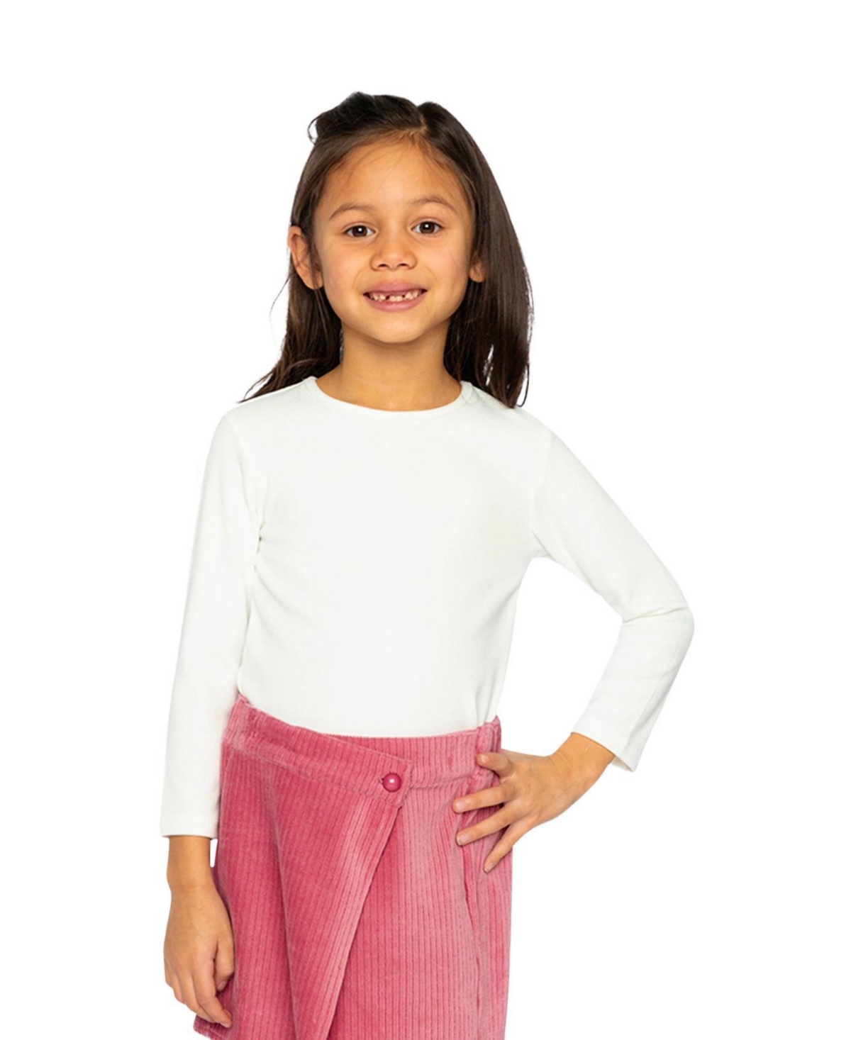 Deux par Big Girls 6 -14 Brushed Rib Crew Neck Top