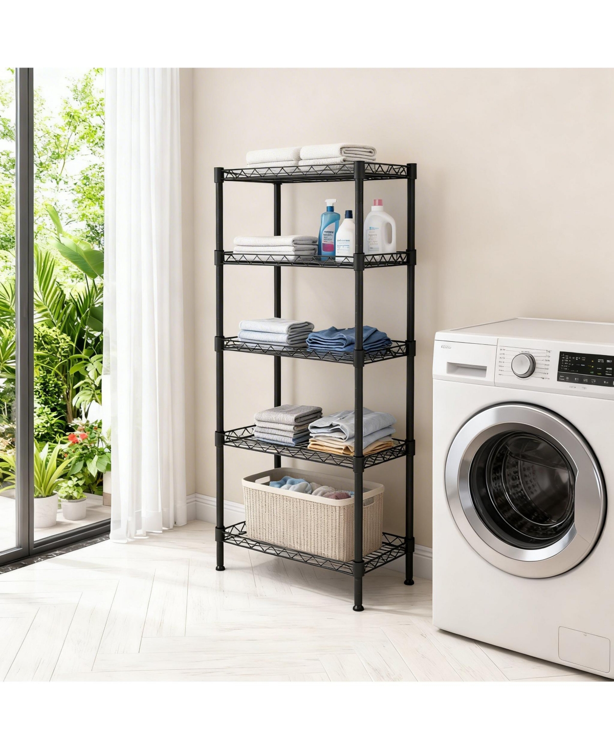 Flynama 5-Tier Adjustable Metal Wire Shelving Unit for Small Spaces