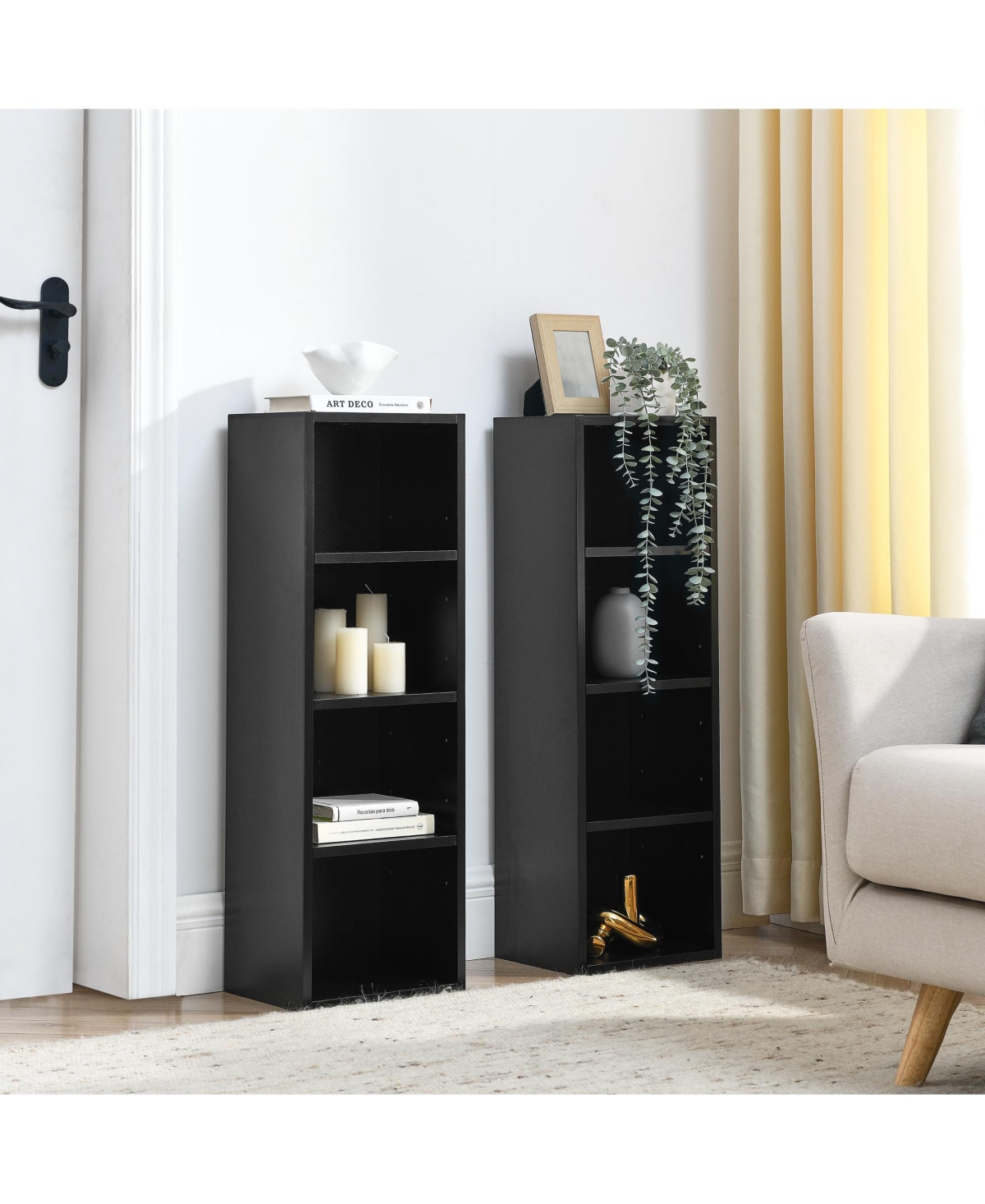 Flynama 70.9 Inch 8-Tier Detachable Adjustable Slim Media Storage Tower Home Narrow Bookcase