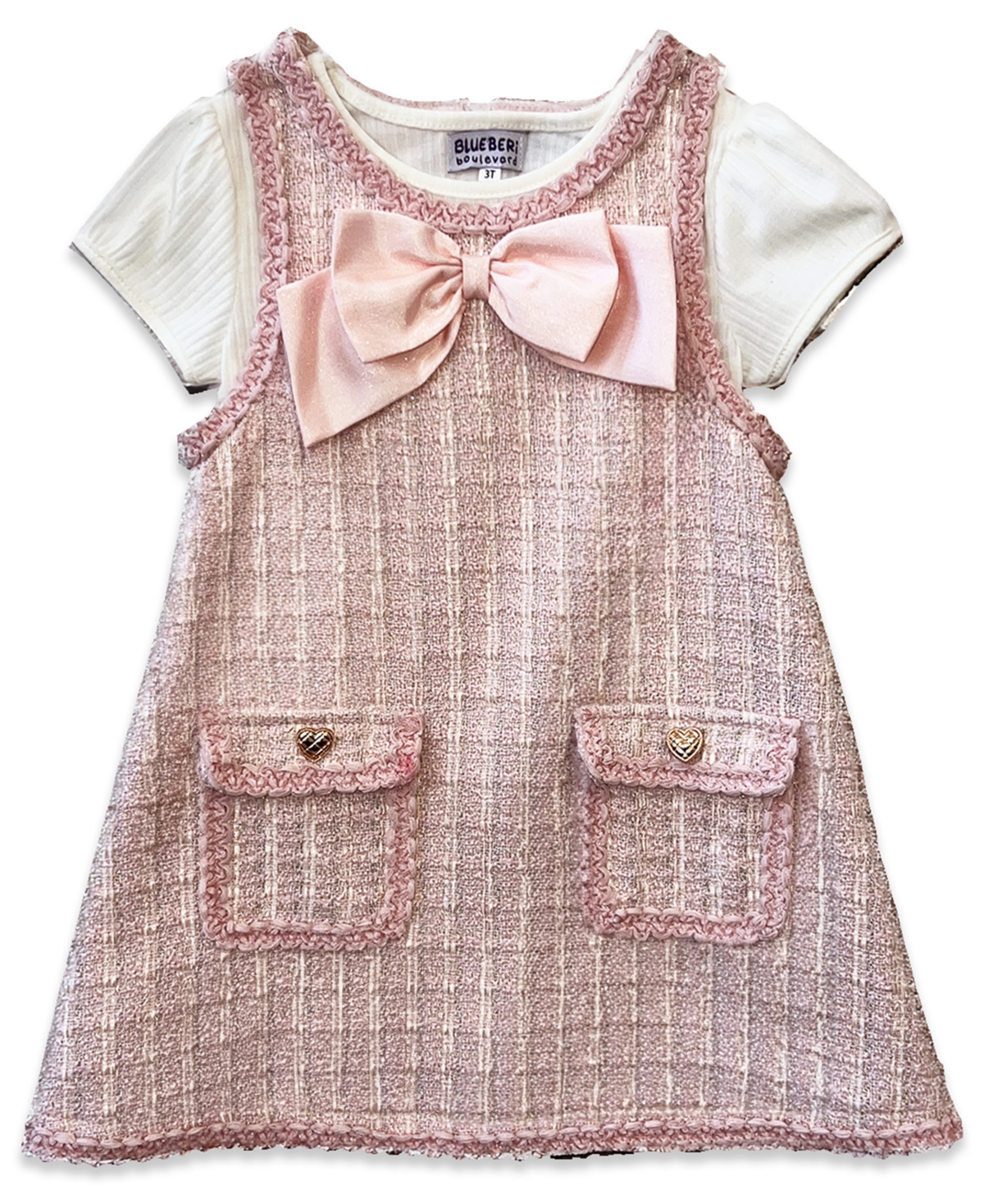 Blueberi Boulevard Baby Girls' Short-Sleeve T-Shirt and Jumper, 2-Piece Set