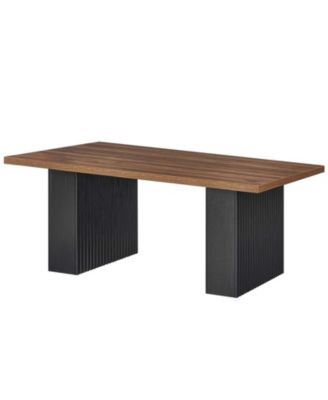 Rectangular Coffee Table with Fluted Legs for Living Room Furniture