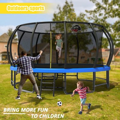 Outdoor Trampoline for Kids and Adults, Pumpkin Trampolines with Curved Poles,Heavy Duty Trampoline Anti-Rust Coating ASTM Approval