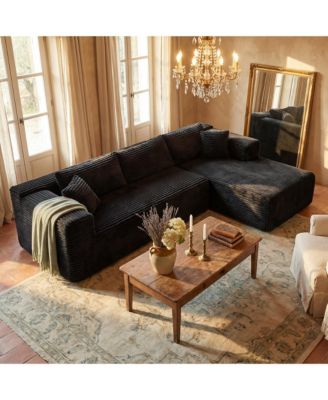 106" Modular Sectional Sofa with Pillows, L-Shape Corduroy Cloud Couch
