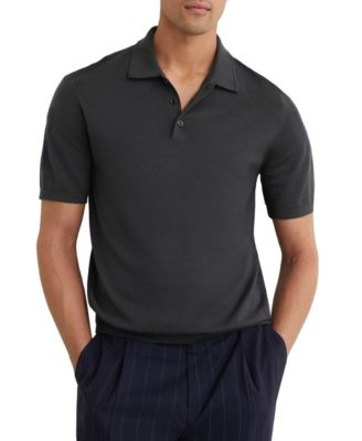 Men's Manor Half Button Merino Wool Polo Shirt