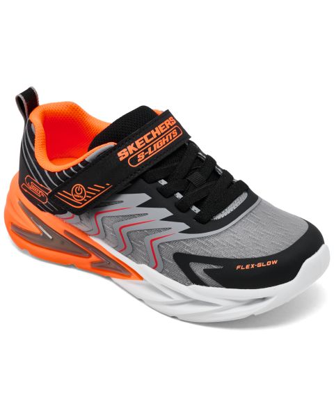 Детские кроссовки Skechers Little Kids' S Lights: Flex-Glow Ultra - Prism-Pacer Fastening Strap Light-Up Lifestyle, цвет: Чёрный / Лаймовый