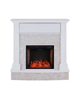 Jacksdale Criss-Cross Electric Media Fireplace w/ Faux Stone