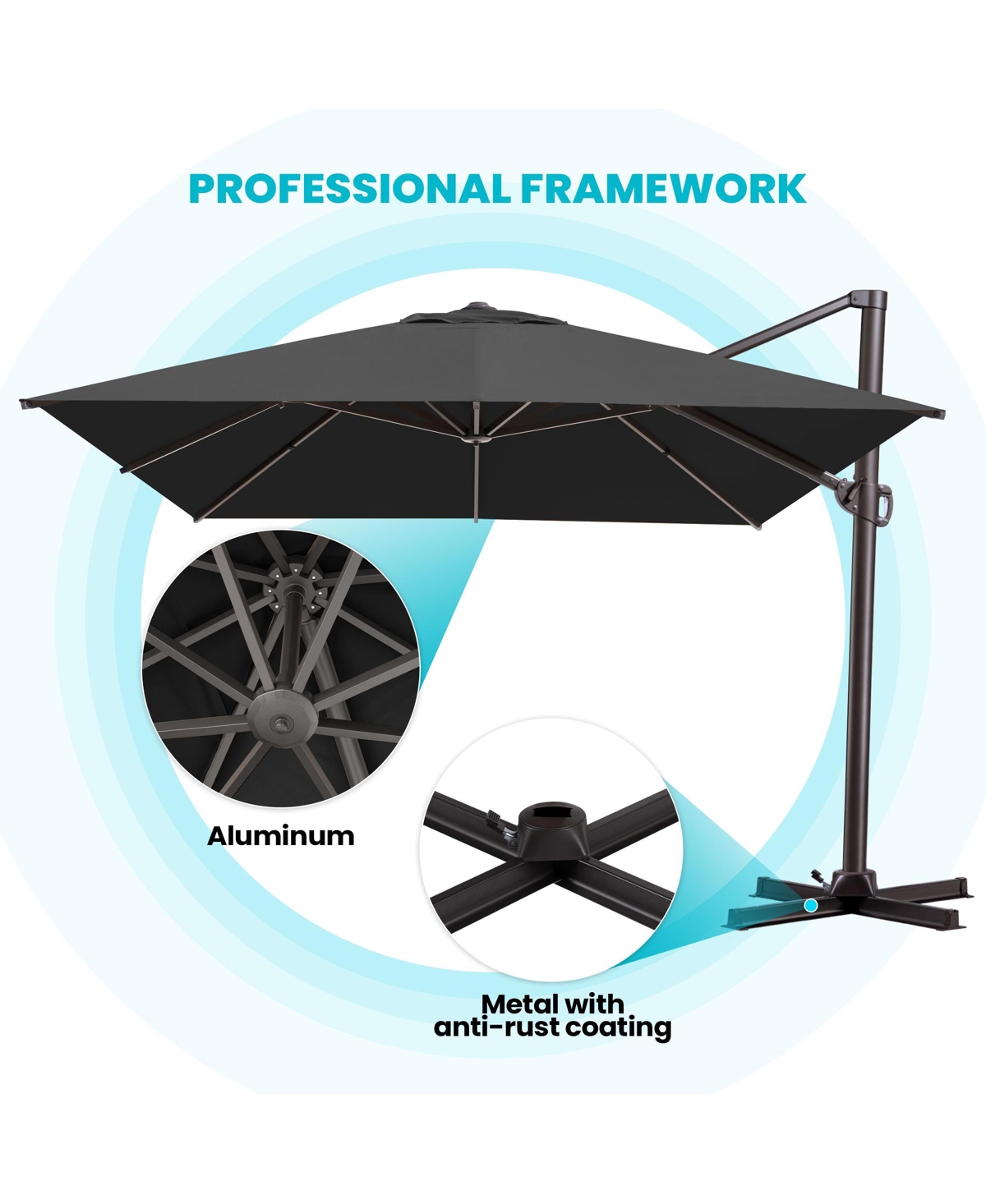 Pellebant Outdoor Patio 10X13Feet Aluminum Cantilever Umbrella