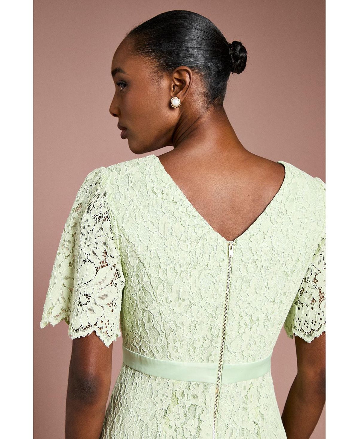 Coast Women's Scallop Hem V-Neck Lace Midi Dress view 5 — MAYCSS fashion products