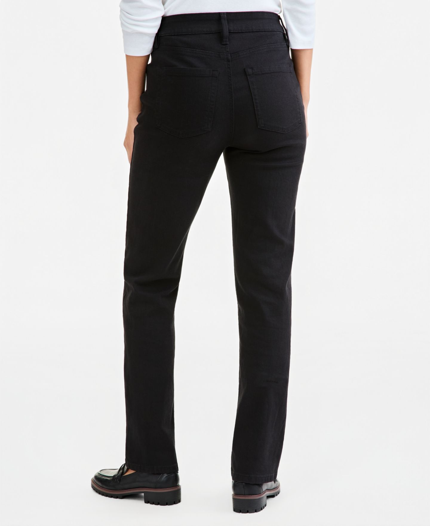 Женские джинсы Style & Co Curvy Straight-Leg High-Rise, цвет: Глубокий чёрный — фото 4