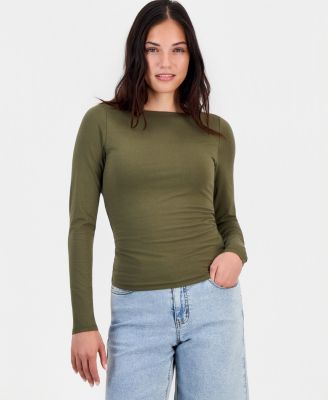 Women's Long-Sleeve Draped-Back Top