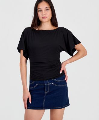 Women's Boat-Neck Flutter-Sleeve Top