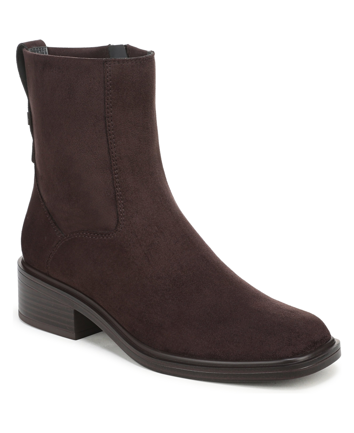 Franco Sarto Women's Gracely Block Heel Zip Short Boots - Hickory Brown Faux Leather