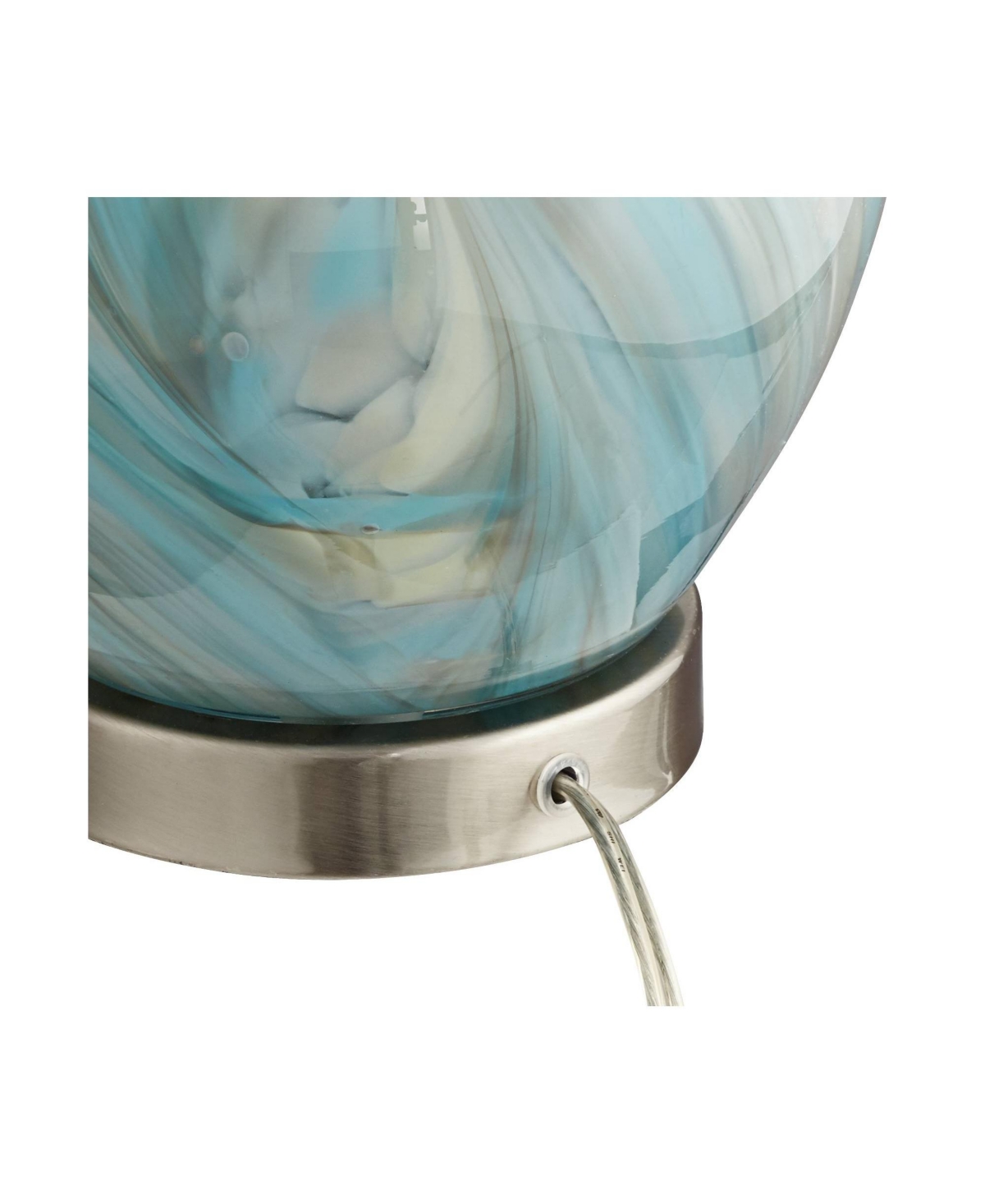 360 Lighting Cirrus Modern Accent Table Lamp with Square White Marble Riser 22" High Blue Gray Drum Shade for Bedroom Living Room Office House Home