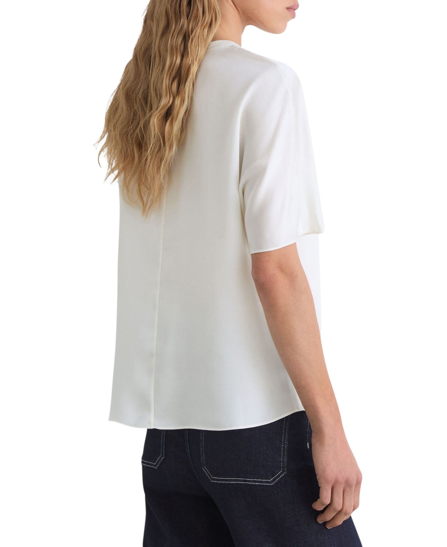Женский топ REISS Lena Silk Shortsleeve, цвет: Слоновая кость — фото 2