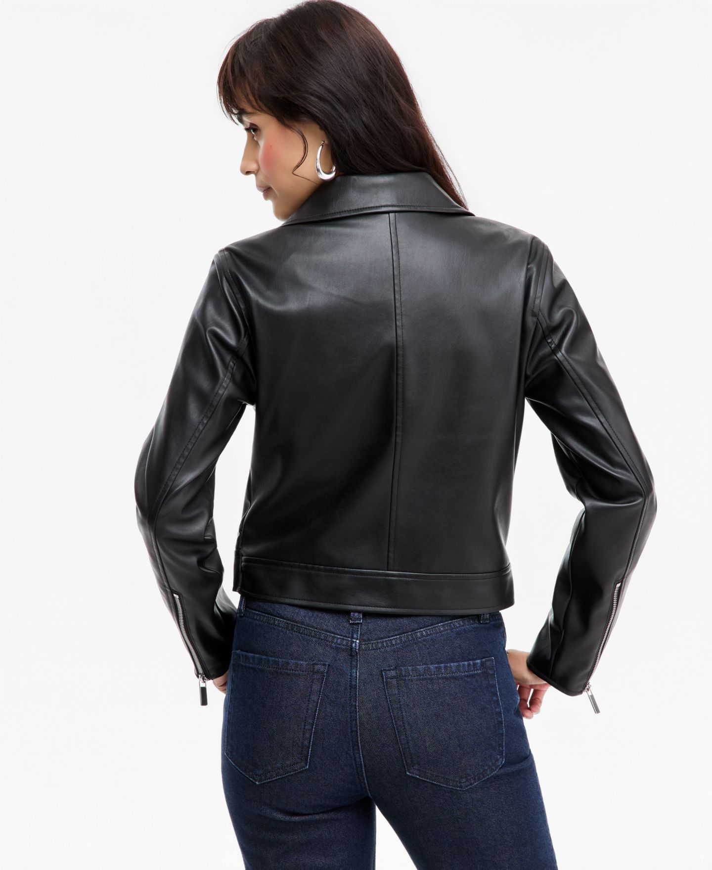 Женская куртка I.N.C. International Concepts Faux-Leather Moto, цвет: Глубокий чёрный — фото 2