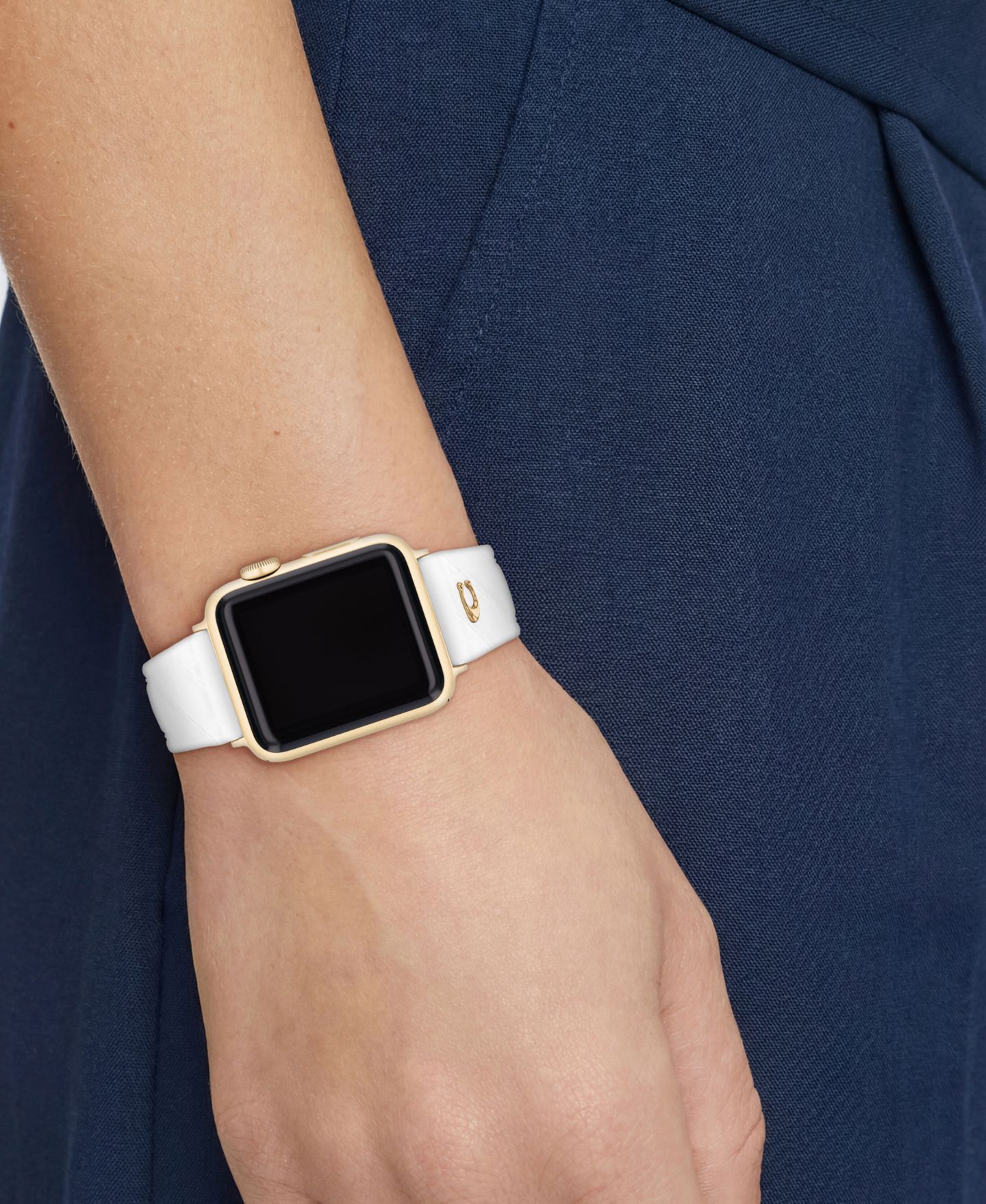 Женский ремешок для часов COACH White Silicone Apple Watch Strap 38mm, 40mm, 41mm — фото 5