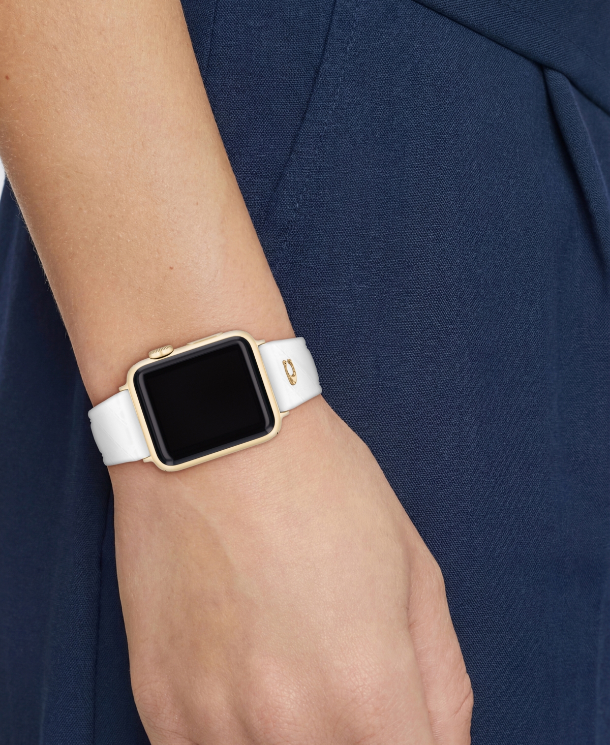 Coach Women's White Silicone Apple Watch Strap 38mm, 40mm, 41mm