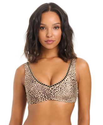 Women's Can't Be Tamed Shirred Front V-Neck Bikini Top