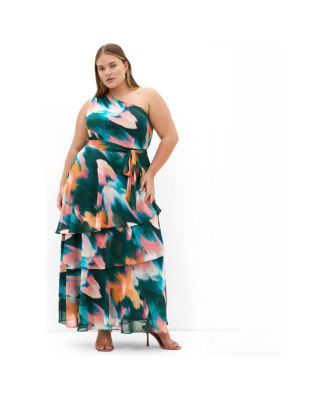 Women's Plus Size Rendezvous One Shoulder Maxi Dress