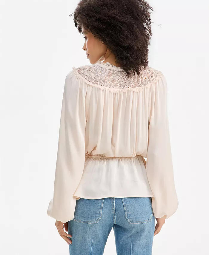 Women's Tie-Front Lace Blouse - thumbnail 7