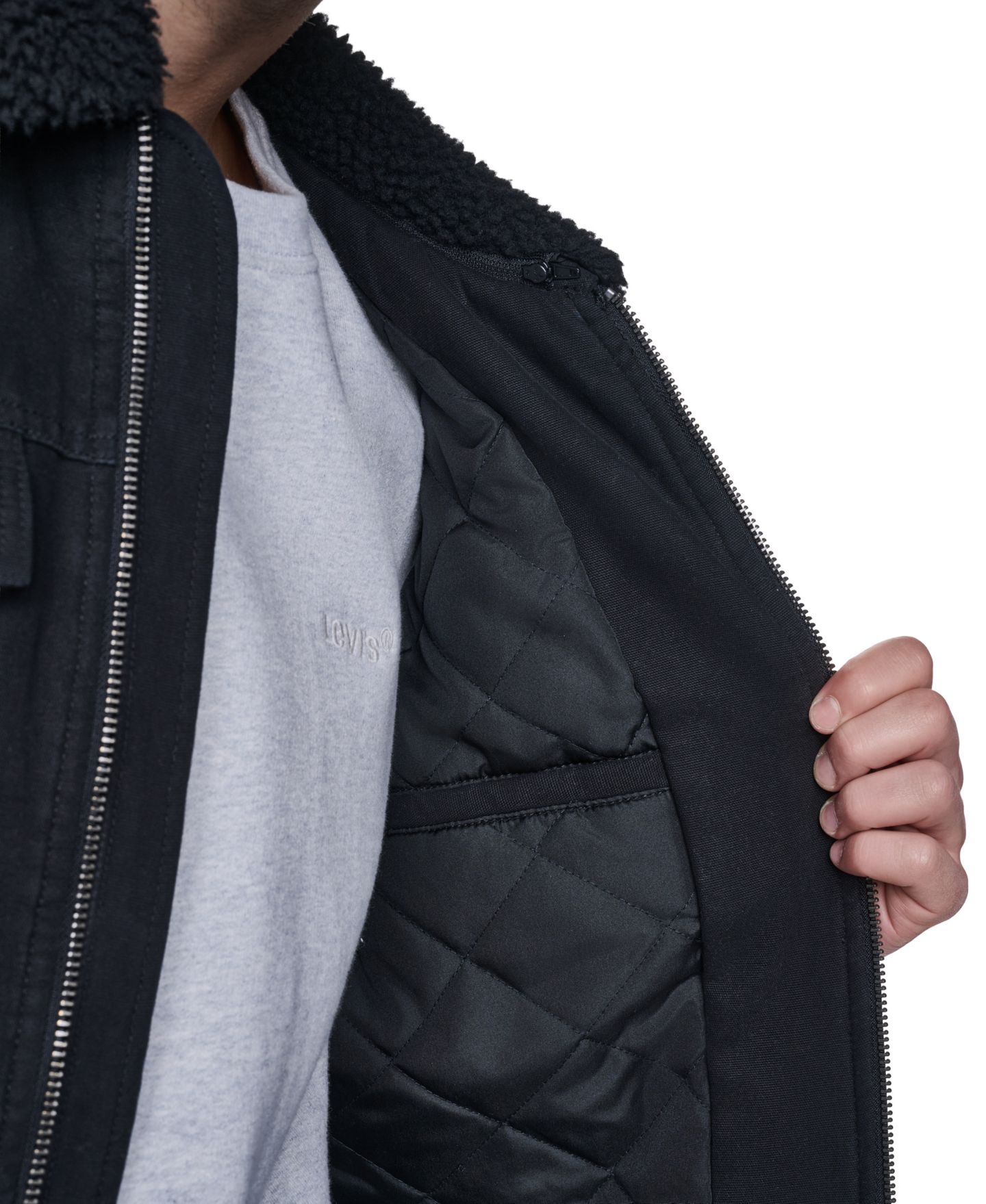 Мужская куртка Levi's Sherpa Collar Western Bomber Aviator, цвет: Чёрный — фото 5