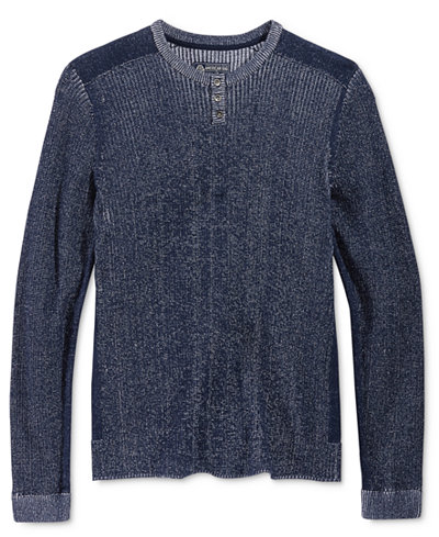American Rag Men's Plaited Pieced Henley Sweater, Only at Macy's