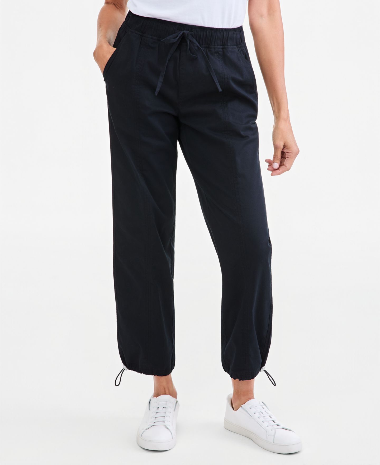 Женские брюки Style & Co Petite Utility Bungee Pull-On Ankle, цвет: Глубокий чёрный — фото 2