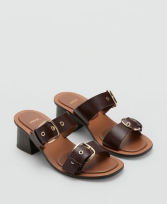 Women's Buckles Leather Heeled Sandals