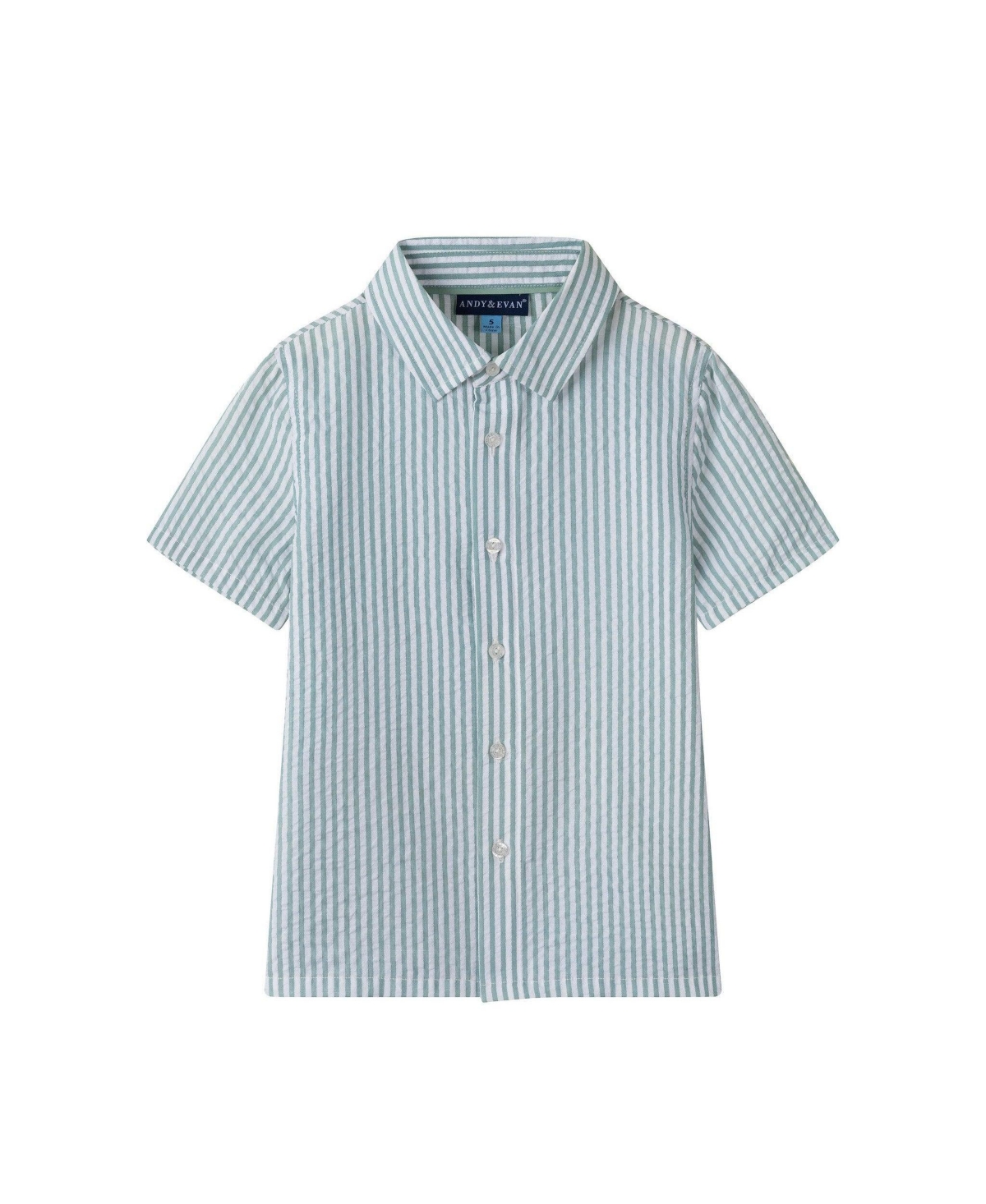 Andy & Evan Toddler Boys Toddler/Child Teal Striped Buttondown and Linen Shorts Set